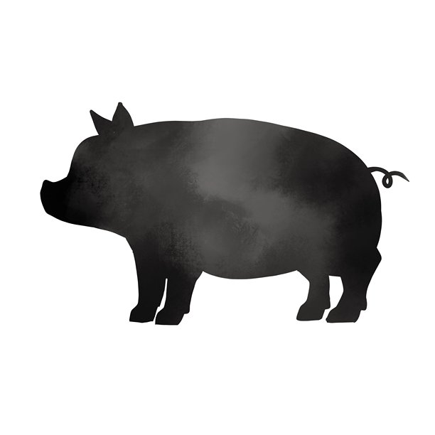 侧面的猪水彩剪影插画图片下载