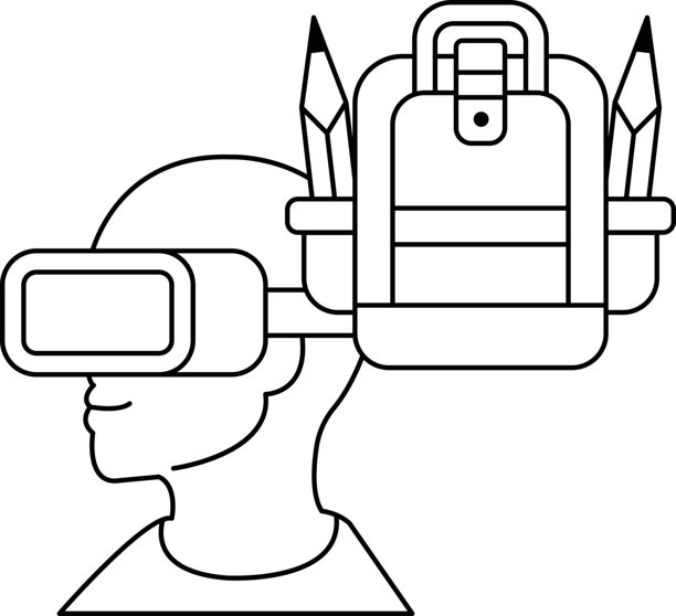 一个戴着VR头显的男人，头顶上背着一个背包图片下载