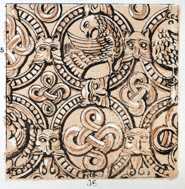 装饰艺术史，拜占庭装饰，图案，林肯大教堂门廊细节，复古插画图片下载