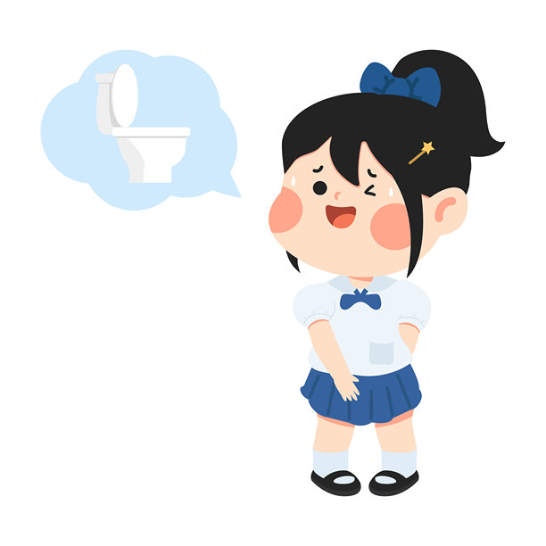 急需去洗手间的女学生插画图片下载