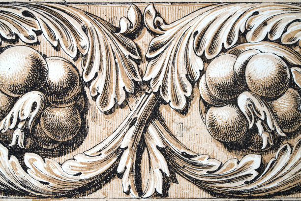 装饰艺术史，古罗马装饰，金匠拱门饰带细节，罗马，复古插画图片下载