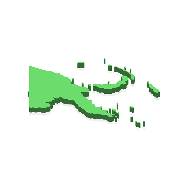 巴布亚新几内亚三维地图矢量素材设计模板。图片下载