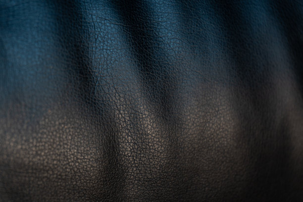 一张细节丰富的照片，展示了起皱的黑色皮革表面的宏观视图，有适度的折叠，清晰地展现了细致、自然的纹理和粒面特征。图片下载