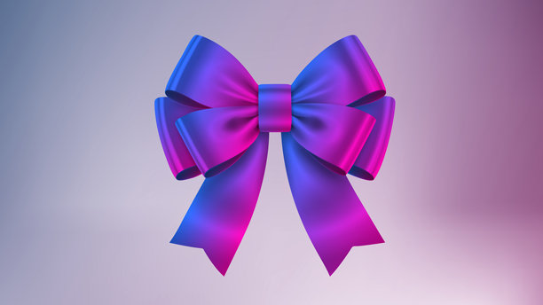 逼真渐变丝带蝴蝶结模型，颜色易于更改，矢量插画图片下载