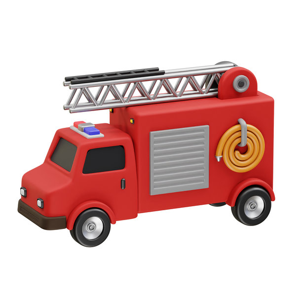 消防车图标 3D 渲染元素图片下载