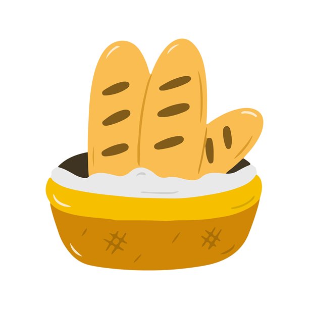 新鲜出炉的法棍面包卡通插画图片下载