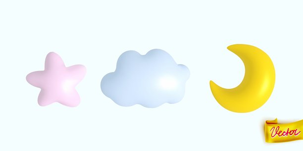 可爱柔和的粉彩色星星、云朵和月亮矢量图标。温柔的婴儿风格元素，非常适合婴儿房印刷品、儿童设计、贴纸、壁纸和可爱的品牌项目图片下载