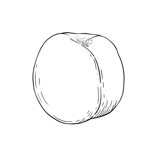 极简水墨风格的桃子小贩插画，适用于品牌宣传图片下载