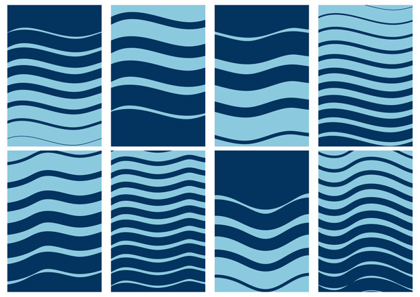 时尚蓝色波浪纹样背景素材合集图片下载