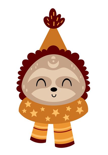 冬季树懒熊脸部剪贴画。可爱的冬季角色。扁平风格的手绘矢量插画图片下载