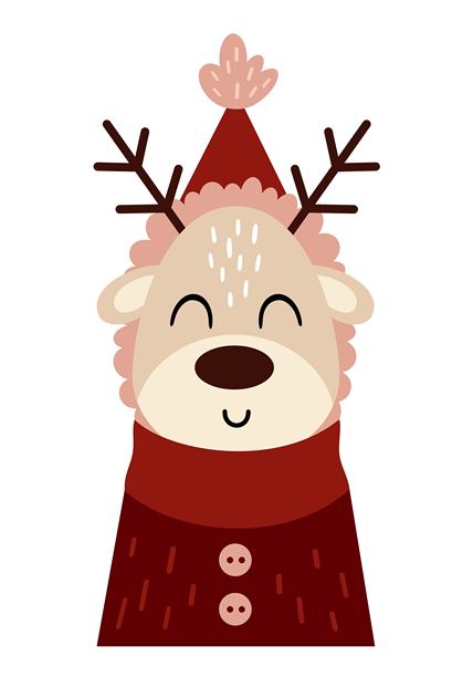 圣诞鹿矢量图。波西米亚圣诞动物矢量图。可爱的节日角色。手绘扁平风格矢量插画图片下载