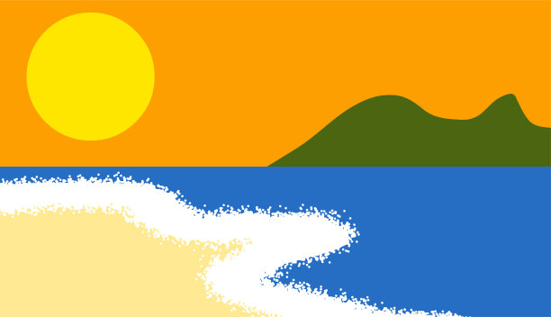 极简热带海滩风景插画图片下载