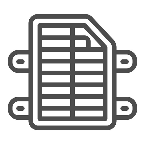 汽车铝制散热器线条图标，汽车零件概念。矢量图。白色背景上的散热器标志，适用于移动或网页设计的轮廓风格图标。图片下载