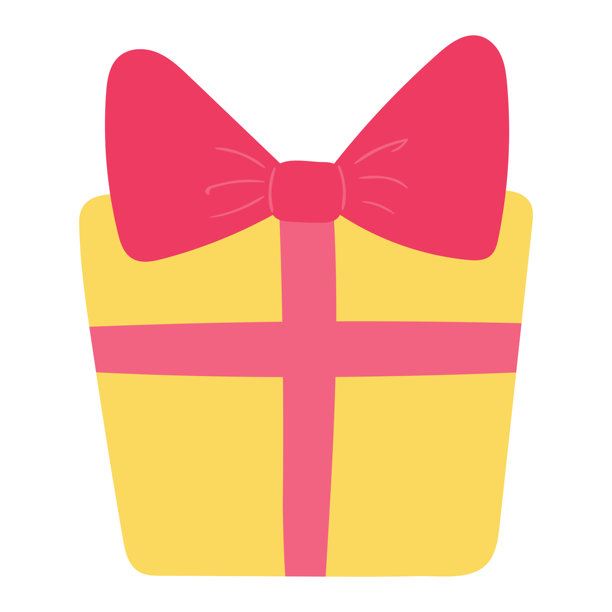 生日礼物，礼盒包装配蝴蝶结，手绘插画图片下载