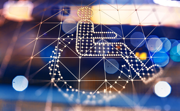 无障碍图标，带有轮椅和科技抽象背景。3D插画。图片下载