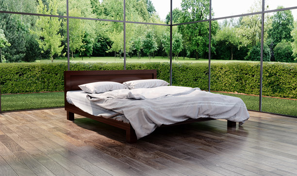 现代明亮的卧室室内设计，三维渲染插画，电脑生成图像图片下载