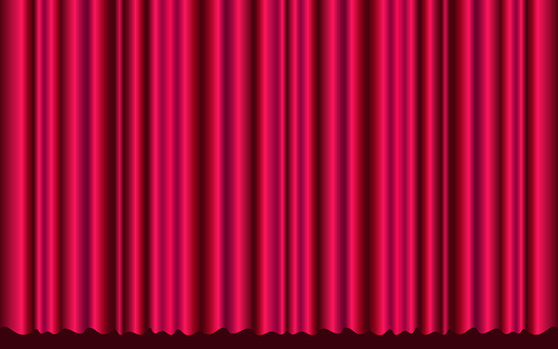 红色天鹅绒窗帘插画图片下载