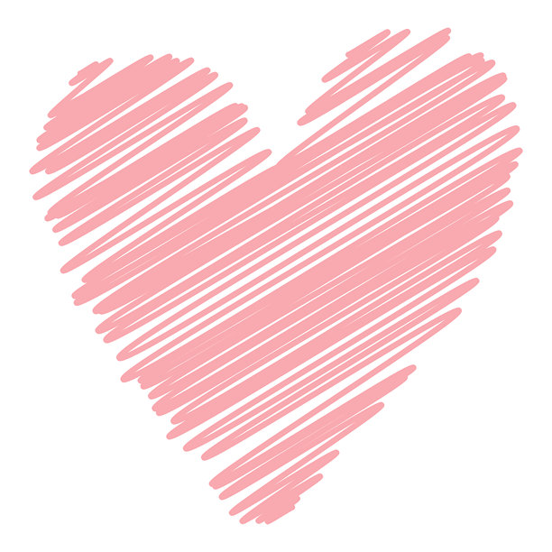 手绘粉色涂鸦心形插画图片下载