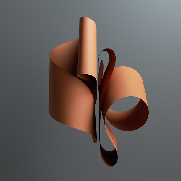 极简肉桂棕色螺旋纸管，具有简单的圆柱曲线，优雅的影棚渲染。3D渲染插画。图片下载