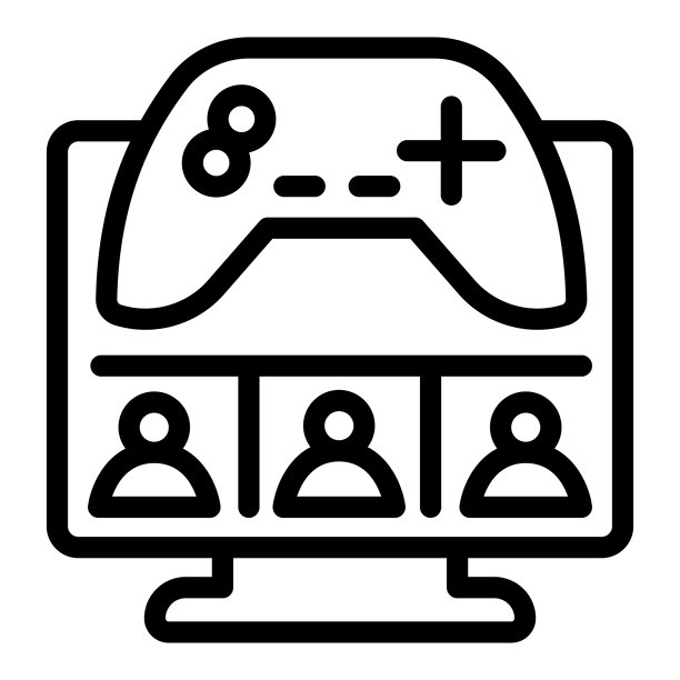 NFT多元宇宙概念，带有用户和操纵杆的显示器屏幕线条图标。矢量图形。游戏素材，白色背景上的游戏标志，适用于移动或网页设计的图标风格。图片下载