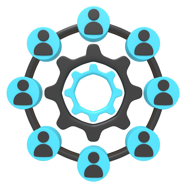 机械连接的人物插画图片下载