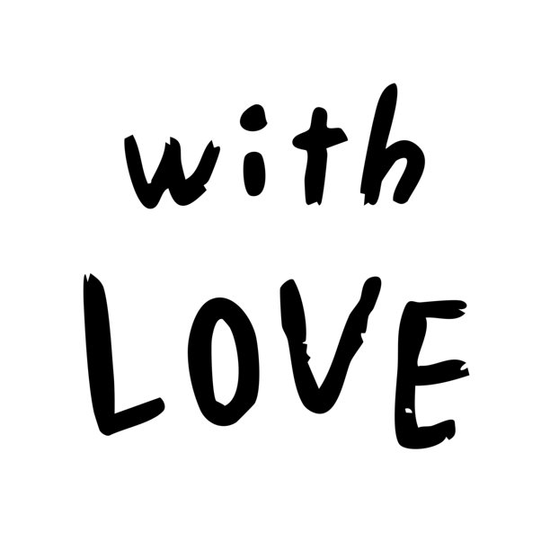 手写英文“with LOVE”的简约字母插画，用于情人节和爱意祝福图片下载