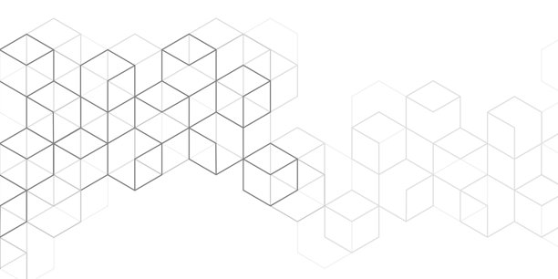 白色背景，由立方体和线条构成。抽象建筑。线性几何图形。矢量插画。图片下载