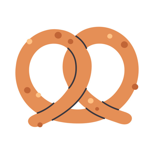 可爱的美味椒盐脆饼。秋季、冬季糕点。慕尼黑啤酒节小吃。白色背景上的平面矢量插画图片下载