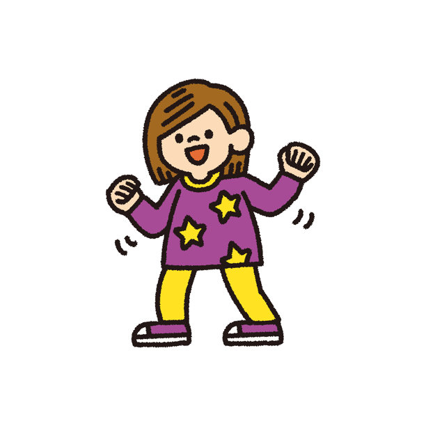 孩子在跳舞姿势中随节奏舞动 手绘插画图片下载