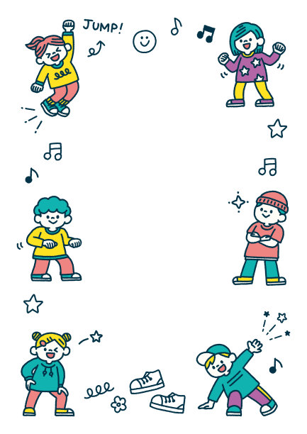 手绘儿童舞蹈宣传单背景，留有文字空间图片下载