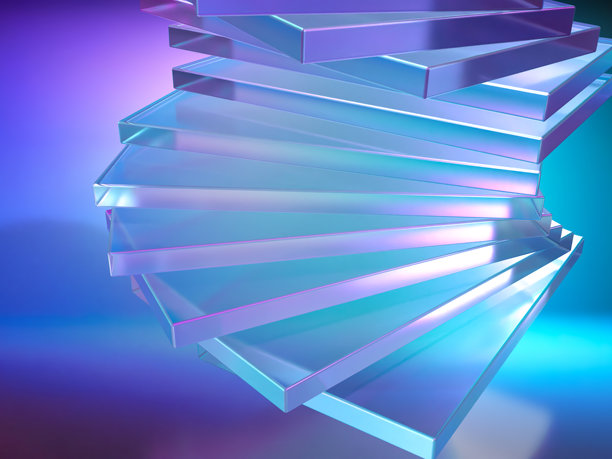 重叠的水晶玻璃3D插画图片下载