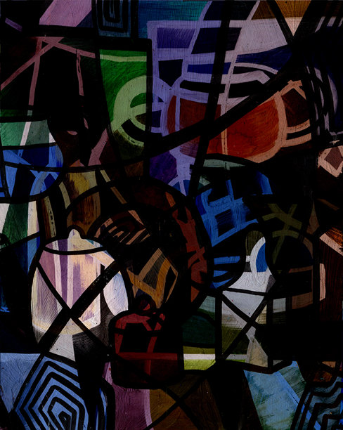 手绘插画，装饰性静物的抽象多彩背景，来自调色板上的颜料特写图片下载