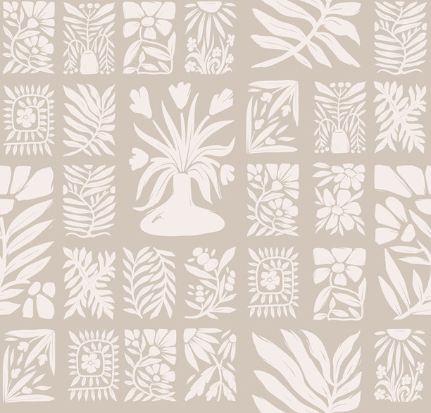 无缝的复古风格镂空雕刻矢量花卉图案，带有装饰性的植物边框图片下载