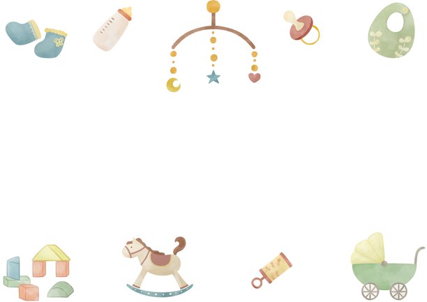 水彩风格婴儿用品边框插画图片下载
