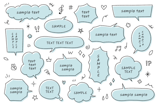 手绘对话气泡插画矢量素材集，涂鸦装饰，对话框，漫画线条图片下载