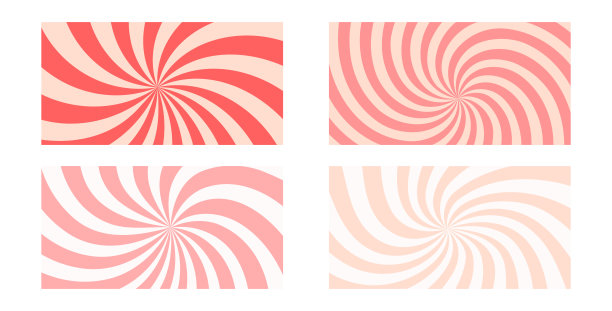 漩涡粉色糖果图案简约组合。奶油质感星爆背景。复古螺旋太阳射线背景。抽象少女插画。矢量波浪动感线条。嘉年华条纹复古设计。图片下载
