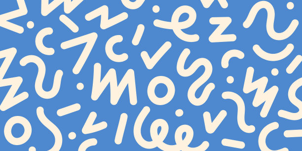 有趣的蓝色无缝图案。创意涂鸦抽象风格艺术背景，适合儿童。时尚的纹理设计，包含当代基本形状。矢量插画图片下载