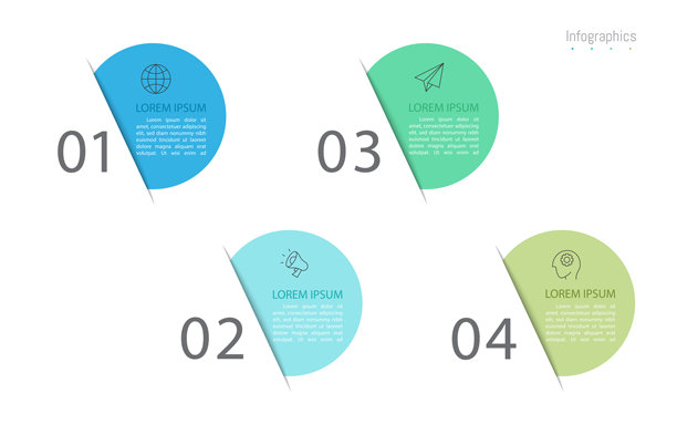 信息图表 4 选项设计元素，用于您的企业数据。矢量插画。图片下载