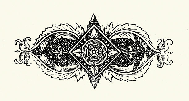 华丽的都铎玫瑰设计元素，木版画，复古插画，19世纪，维多利亚时期图片下载