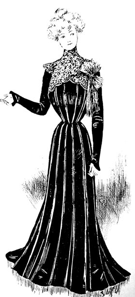 身着深色维多利亚时期礼服的年轻女子的全身肖像——她柔和卷曲的头发和张开双手的姿态，为严谨的轮廓增添了柔和、诱人的优雅，线条细腻图片下载