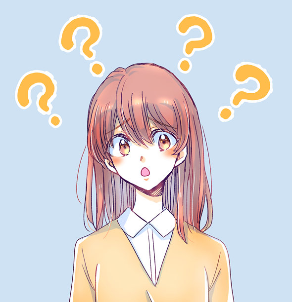 一个带着疑惑表情的女生的插画图片下载