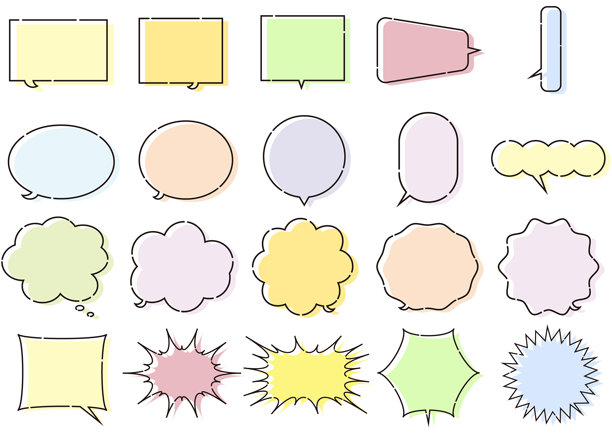 对话气泡素材，对话框，边框，简约，虚线，彩色图片下载