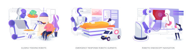 医疗机器人创新抽象概念矢量插画。图片下载