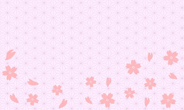 春季日式风格背景插画，包含樱花和麻叶图案图片下载