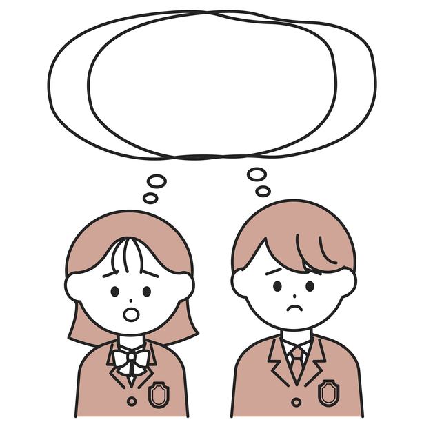 担心男女学生插画，想法，对话气泡图片下载