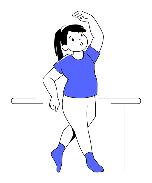 女孩练习舞蹈 - 多彩扁平化设计插画图片下载