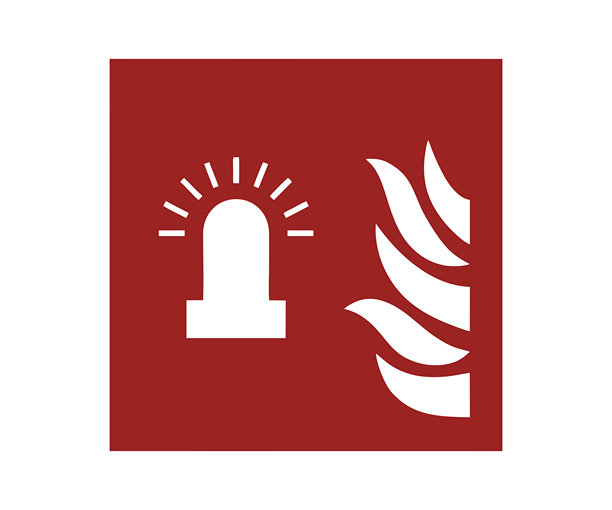 火灾报警闪光灯 ISO 7010 标志。消防设备信号图示矢量设计和插画。图片下载