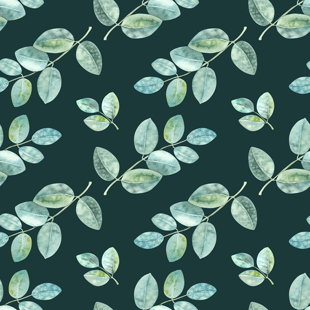 叶子 绿色 插画 水彩 图案 灰色图片下载