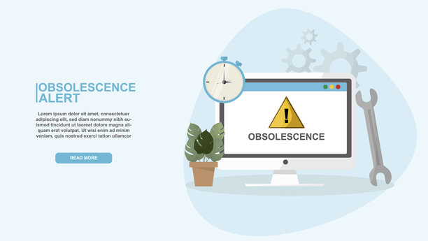 电脑屏幕上的报废警告信息，配有工具和计时器图片下载