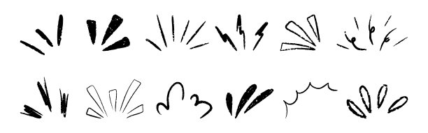 漫画风格的闪光线条效果，带有漫画星爆和富有表现力的飞溅。粉笔涂鸦烟花爆炸。手绘的闪耀光线、光芒和太阳高光，用于惊喜装饰元素。矢量插画图片下载